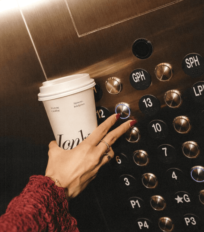 A Vonka coffee ritual in an elevator.